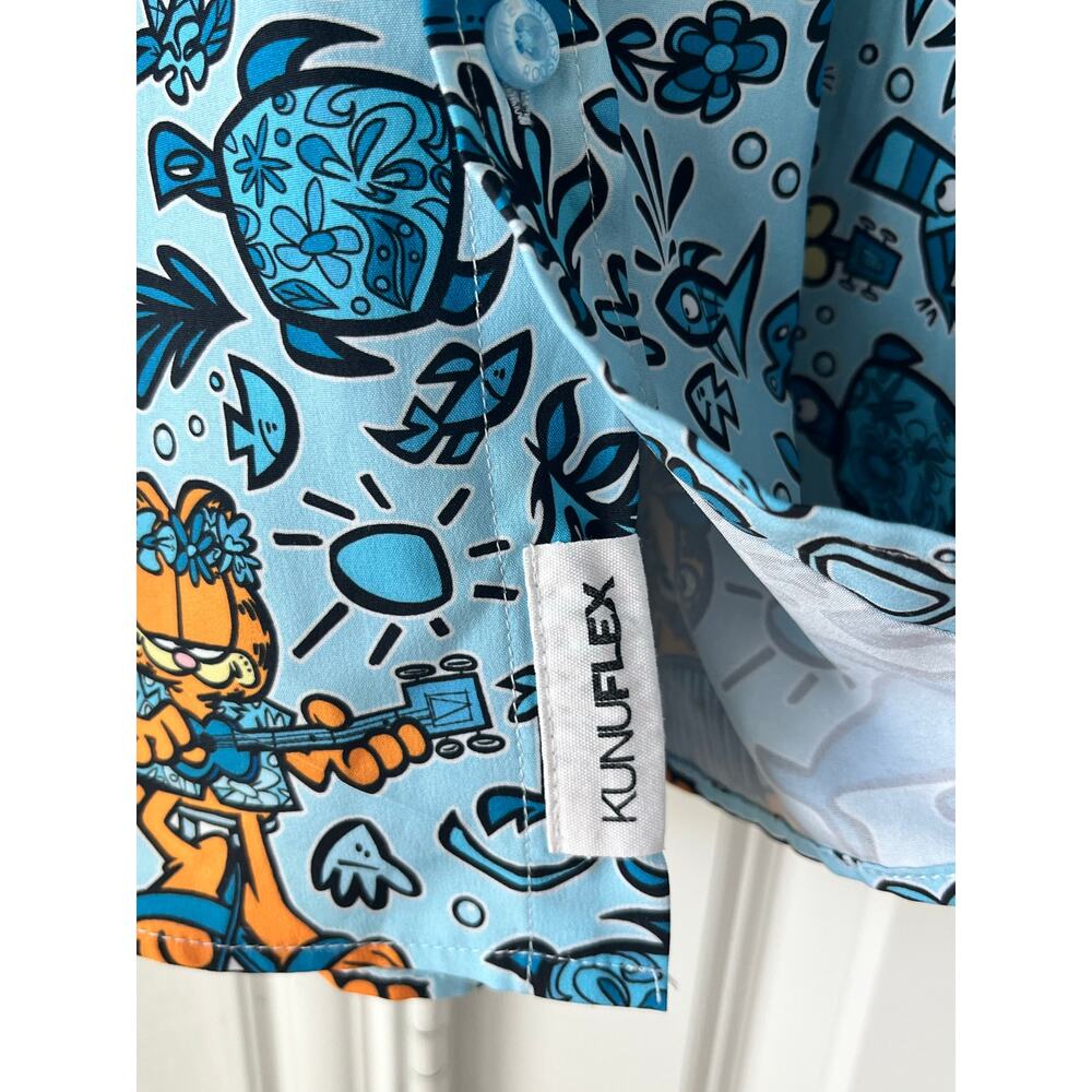 RSVLTS "Garfield Island" Large Kunuflex Shirt Men Button Down Odie Nermal Ocean - Picture 6 of 7